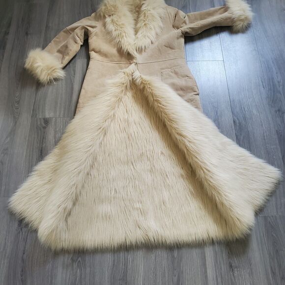 Vintage Penny Lane Coat Women's Large Long Leather Fur Boho Classic 90s Y2K - Picture 4 of 16